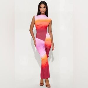 Fashion Nova Multicolor Gradient Maxi Dress